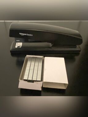 Amazon Basics Black Desktop Stapler with Extra Staples